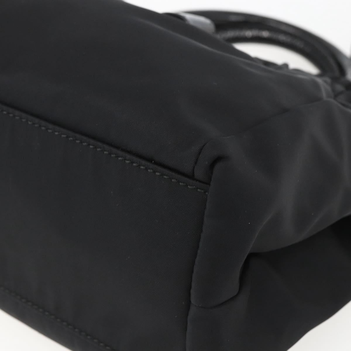 Salvatore Ferragamo Hand Bag Nylon Enamel 2way Black Auth BA8225