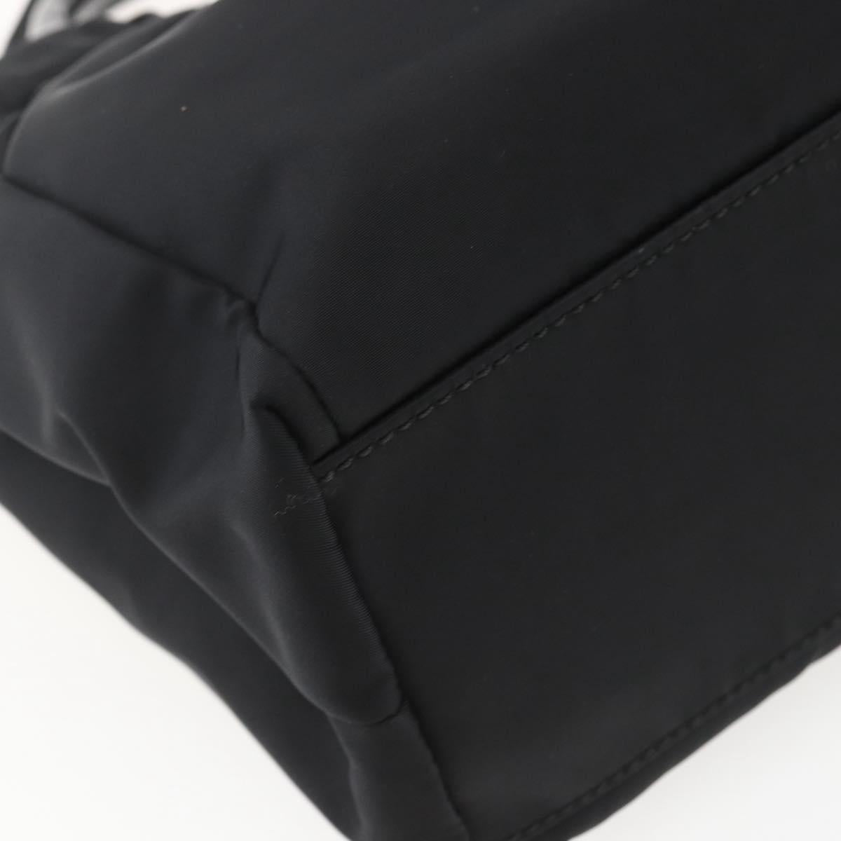 Salvatore Ferragamo Hand Bag Nylon Enamel 2way Black Auth BA8225