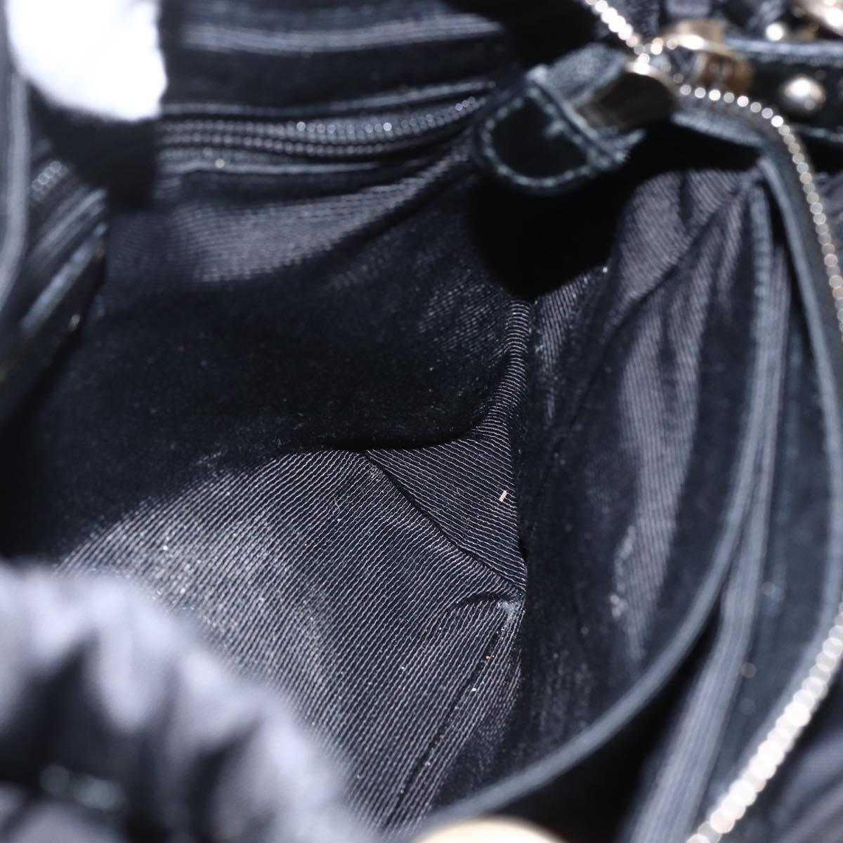 Salvatore Ferragamo Hand Bag Nylon Enamel 2way Black Auth BA8225