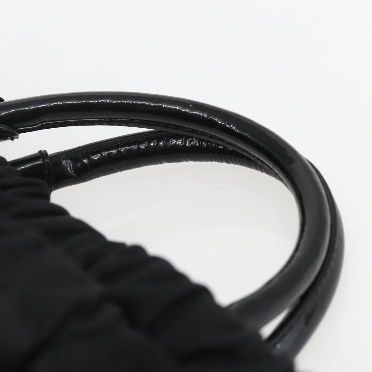 Salvatore Ferragamo Hand Bag Nylon Enamel 2way Black Auth BA8225