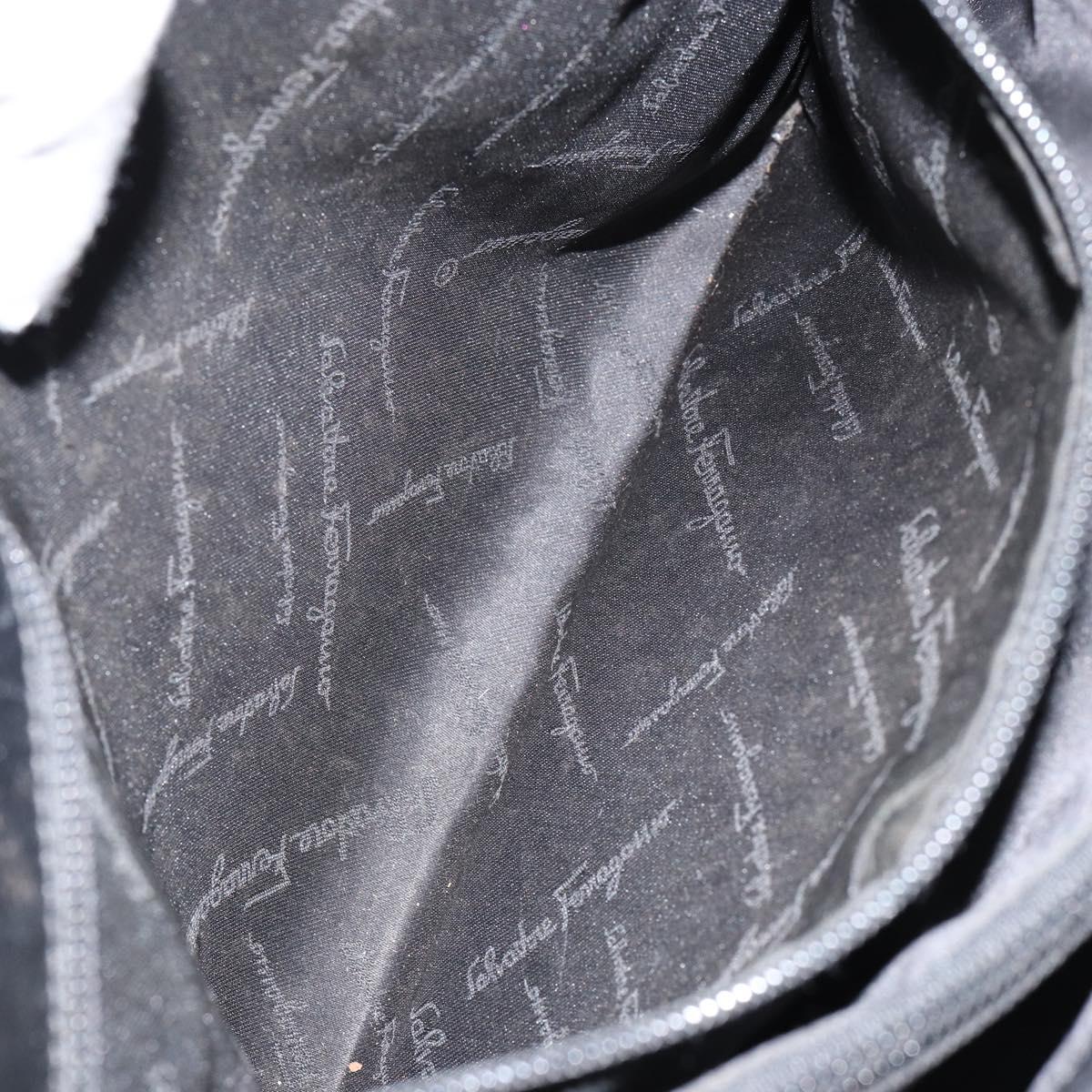 Salvatore Ferragamo Gancini Shoulder Bag Leather Black Gold Auth BA8226