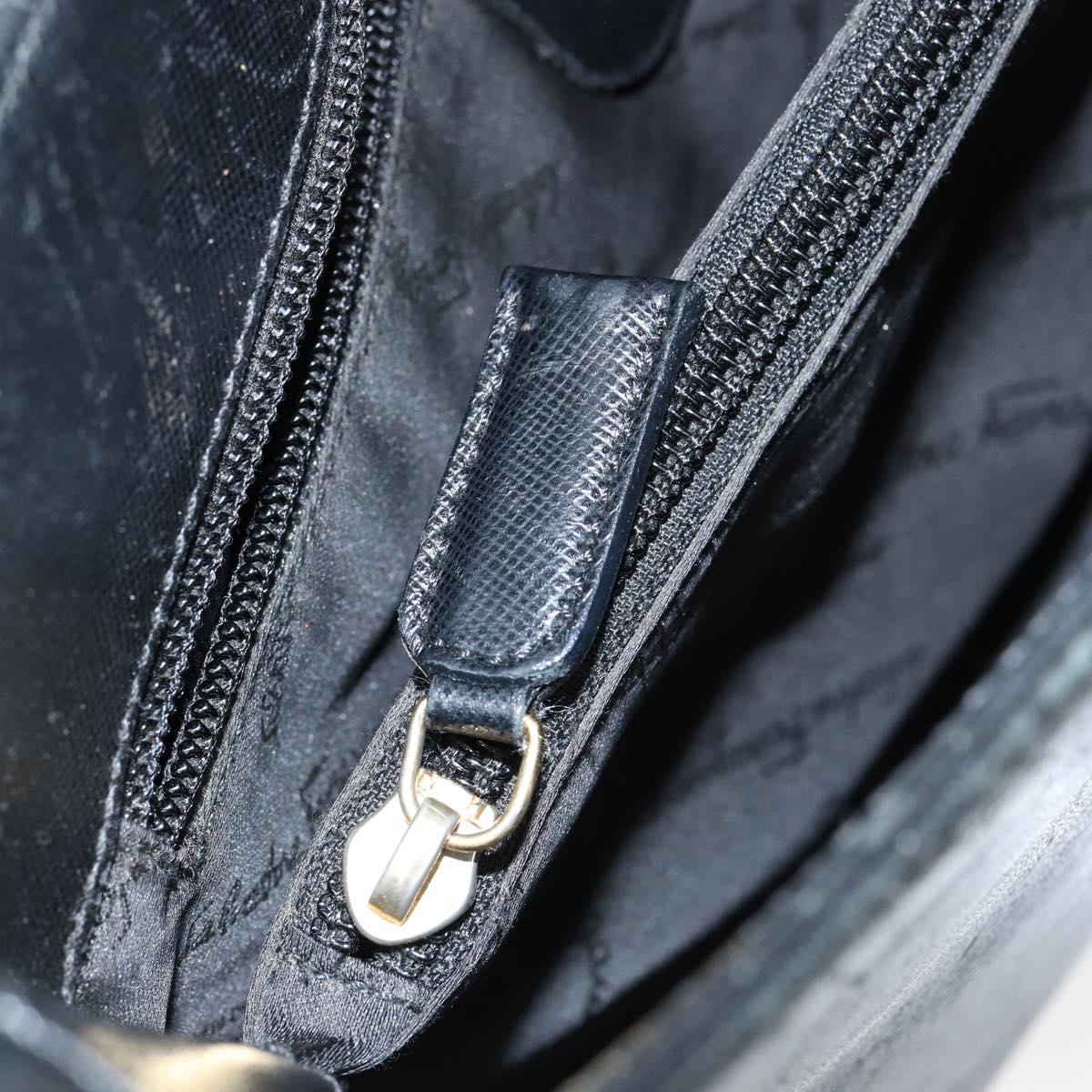 Salvatore Ferragamo Gancini Shoulder Bag Leather Black Gold Auth BA8226