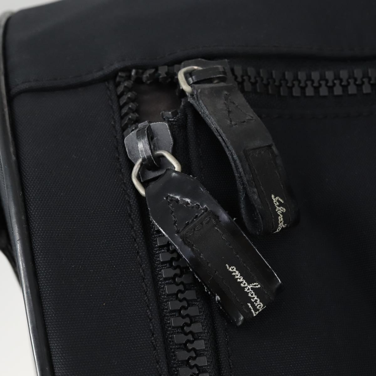 Salvatore Ferragamo Boston Bag Nylon Black Silver Auth BA8227