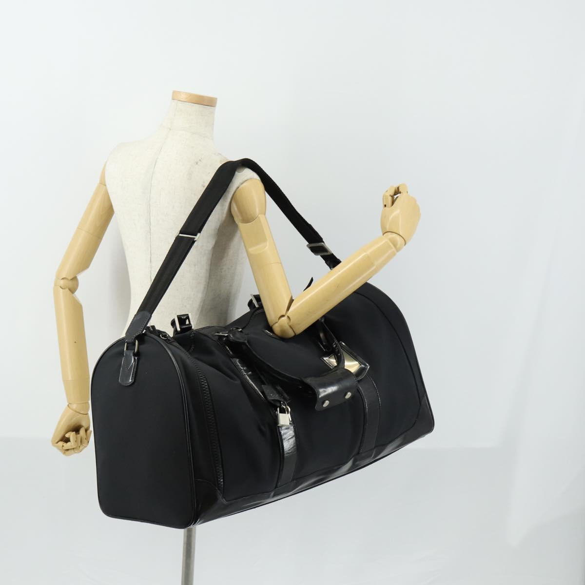 Salvatore Ferragamo Boston Bag Nylon Black Silver Auth BA8227