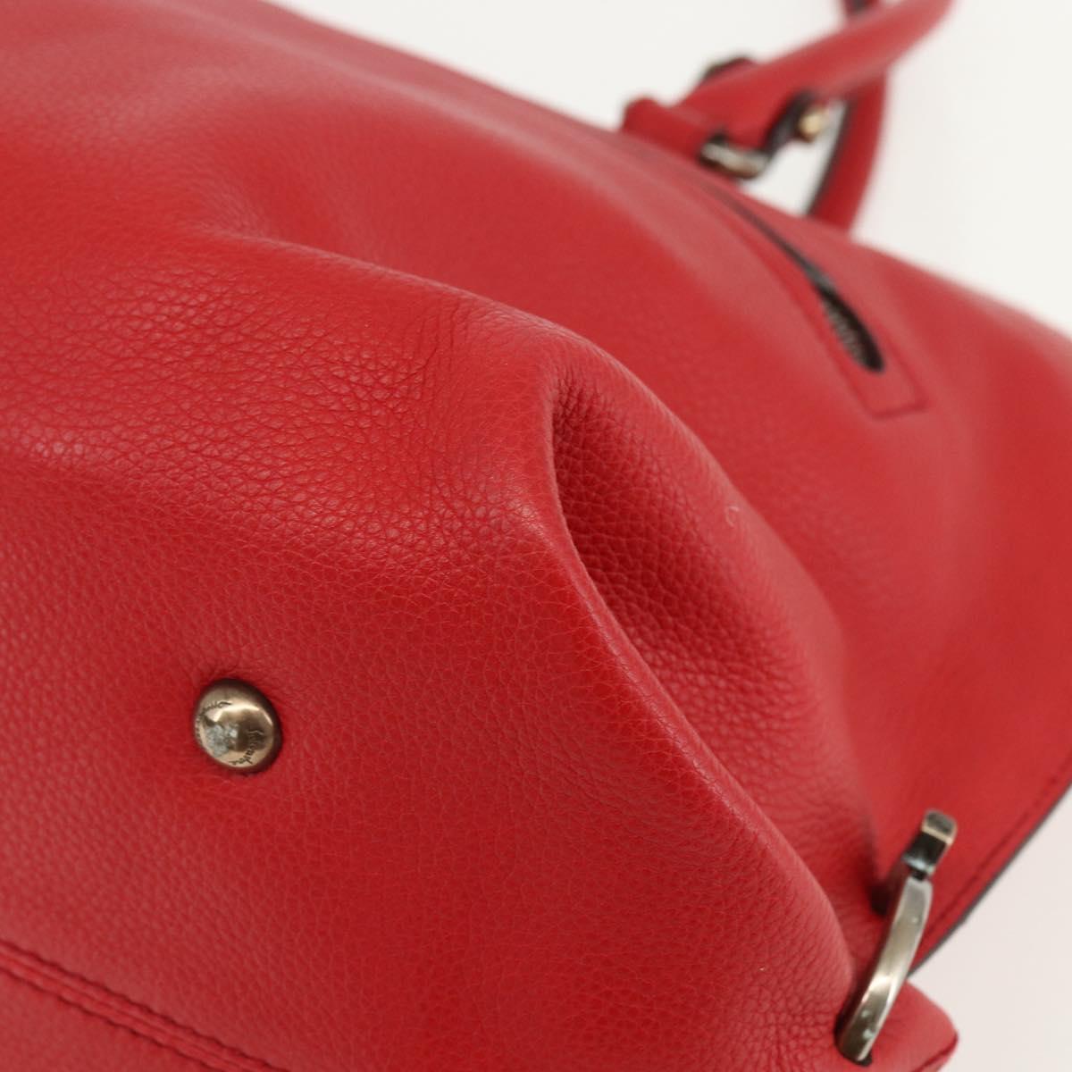 Salvatore Ferragamo Gancini Tote Bag Leather Red Auth BA8228