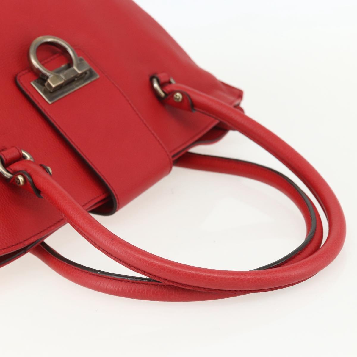 Salvatore Ferragamo Gancini Tote Bag Leather Red Auth BA8228
