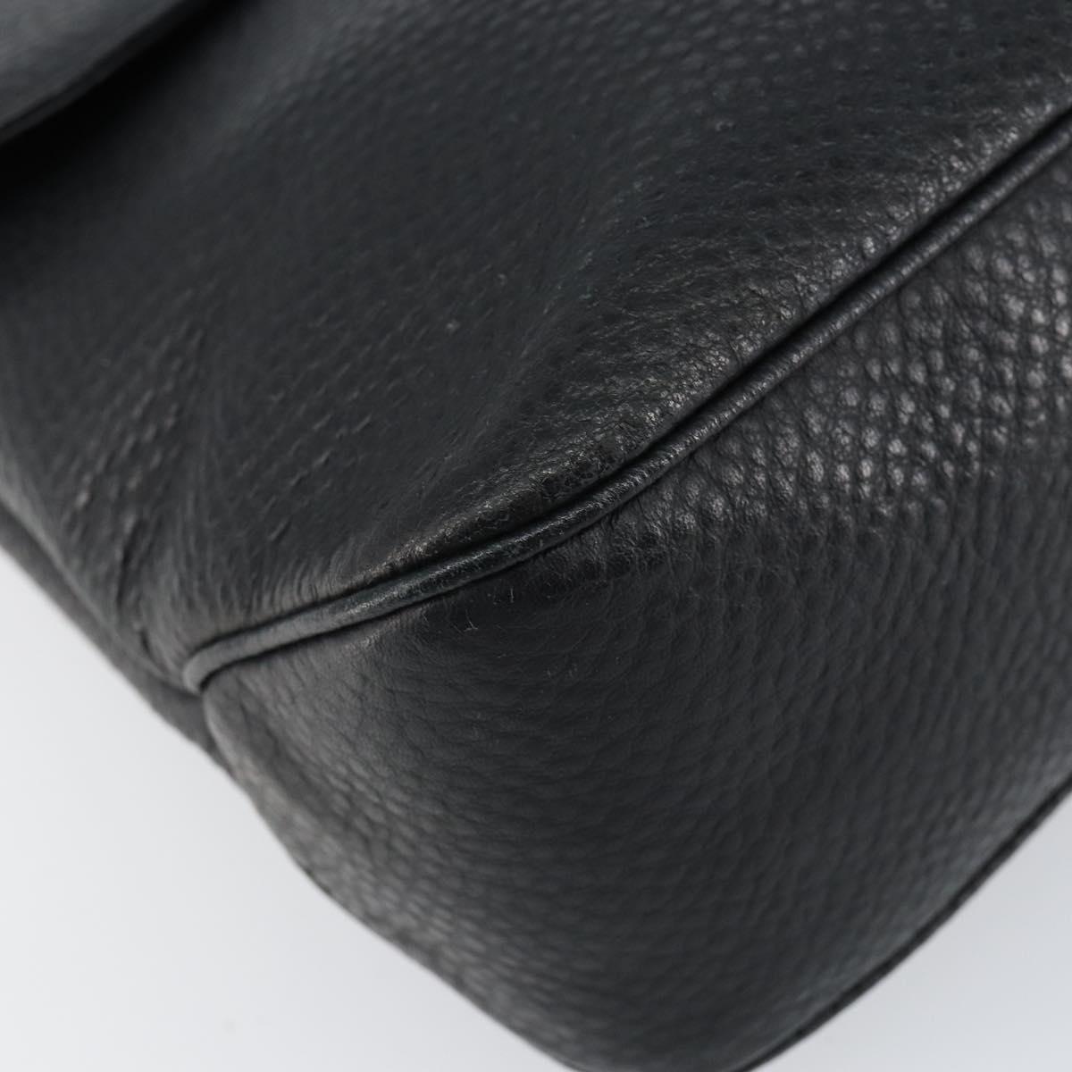 Salvatore Ferragamo Gancini Shoulder Bag Leather Black Silver Auth BA8229