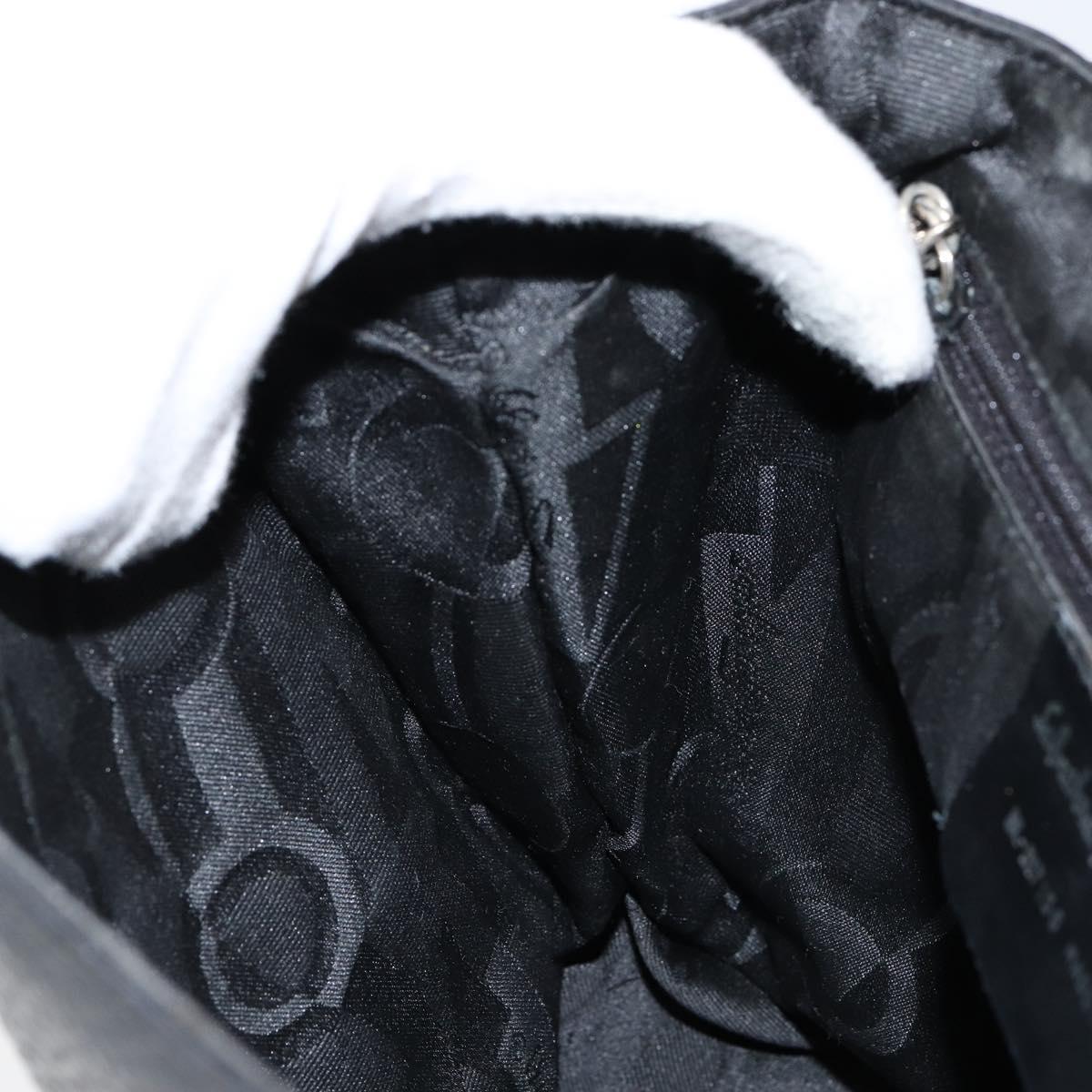 Salvatore Ferragamo Gancini Shoulder Bag Leather Black Silver Auth BA8229