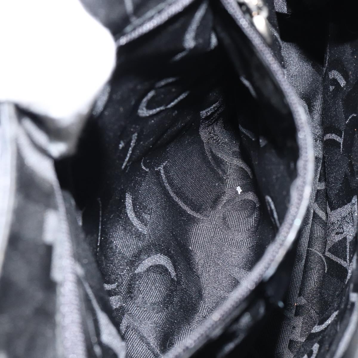 Salvatore Ferragamo Gancini Shoulder Bag Leather Black Silver Auth BA8229