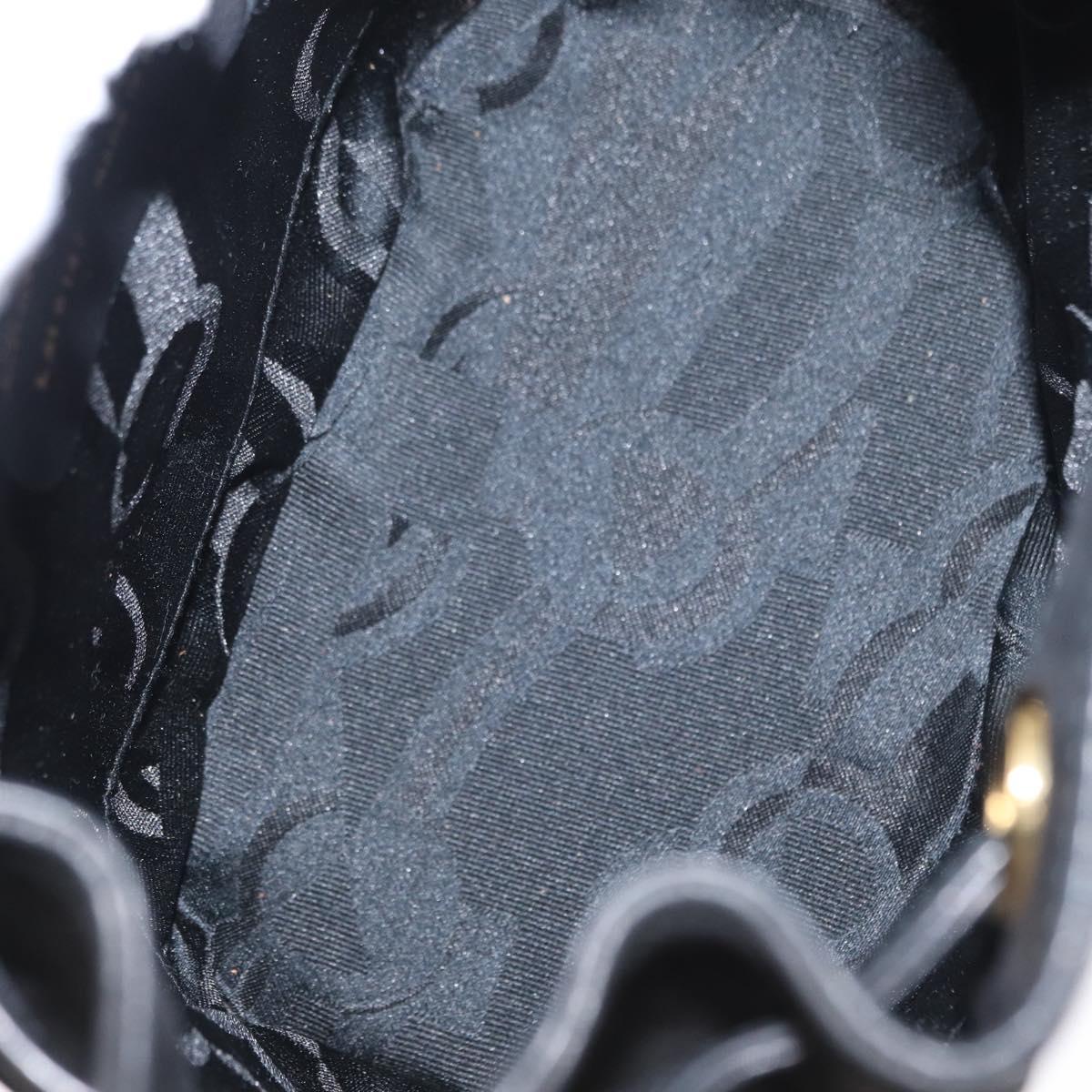 Salvatore Ferragamo Gancini Backpack Suede Black Gold Auth BA8233