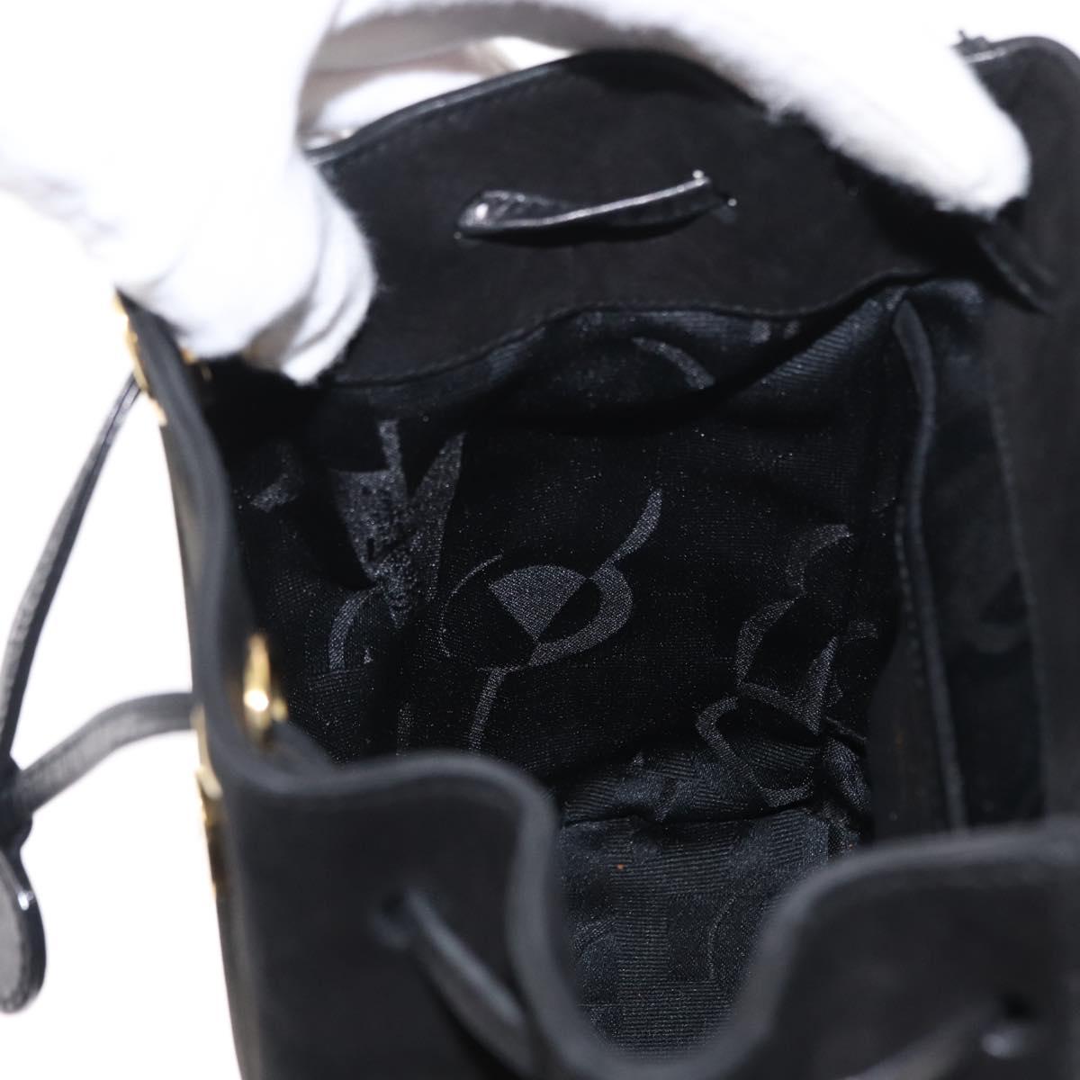 Salvatore Ferragamo Gancini Backpack Suede Black Gold Auth BA8233