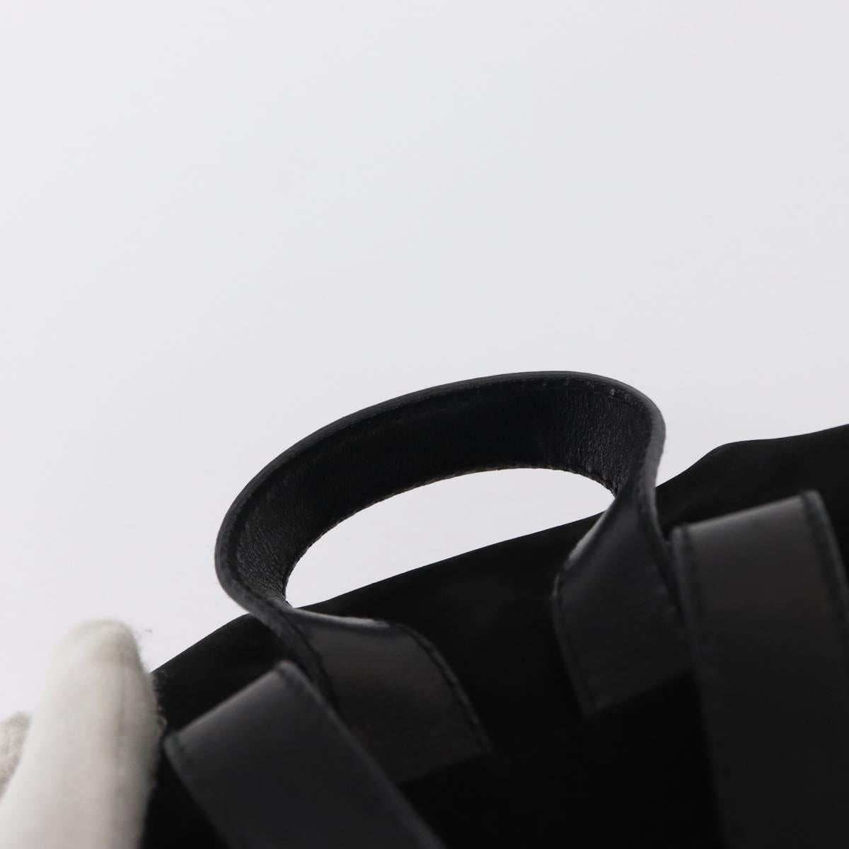 Salvatore Ferragamo Gancini Backpack Suede Black Gold Auth BA8233