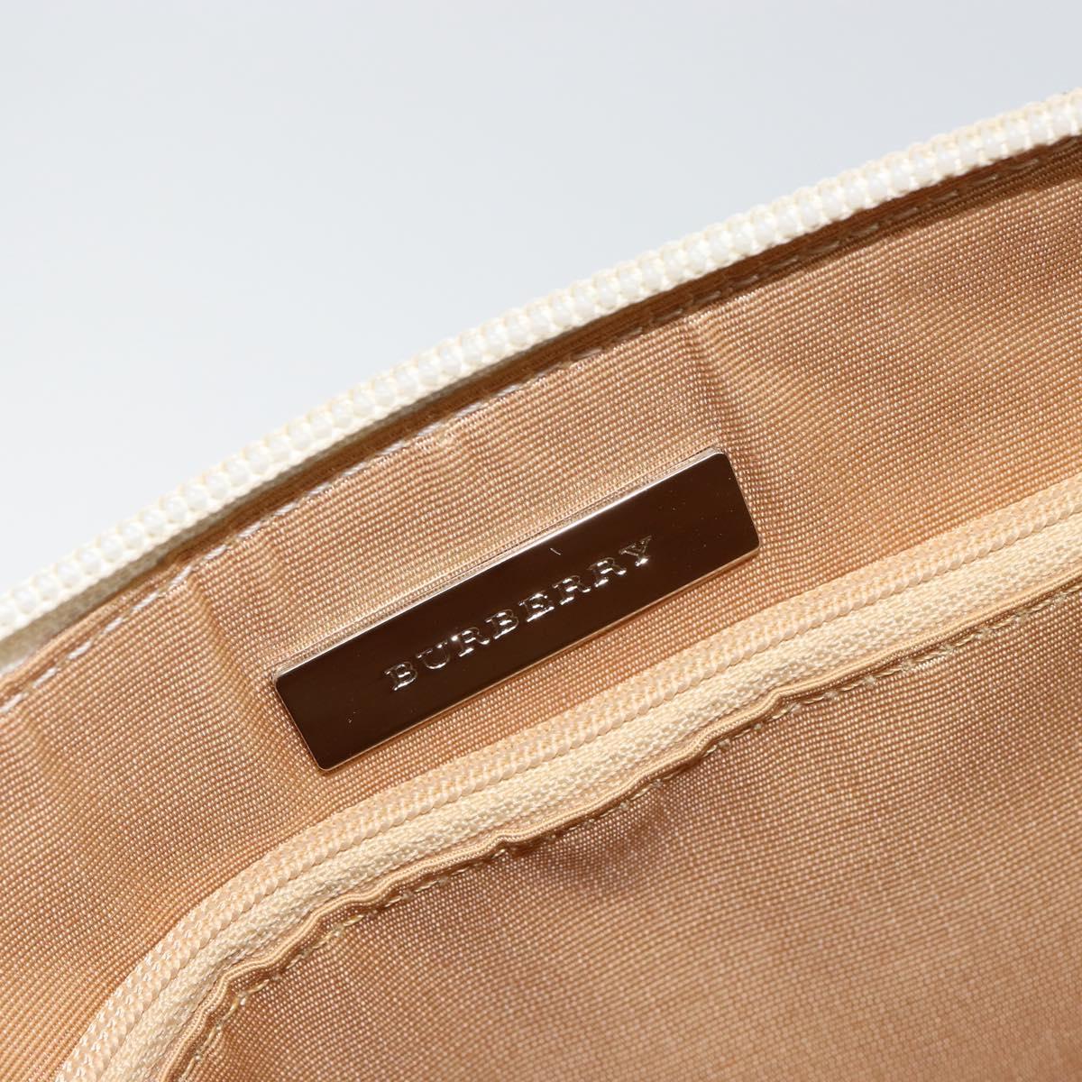 BURBERRY Nova Check Hand Bag Canvas Beige Silver Auth BA8236