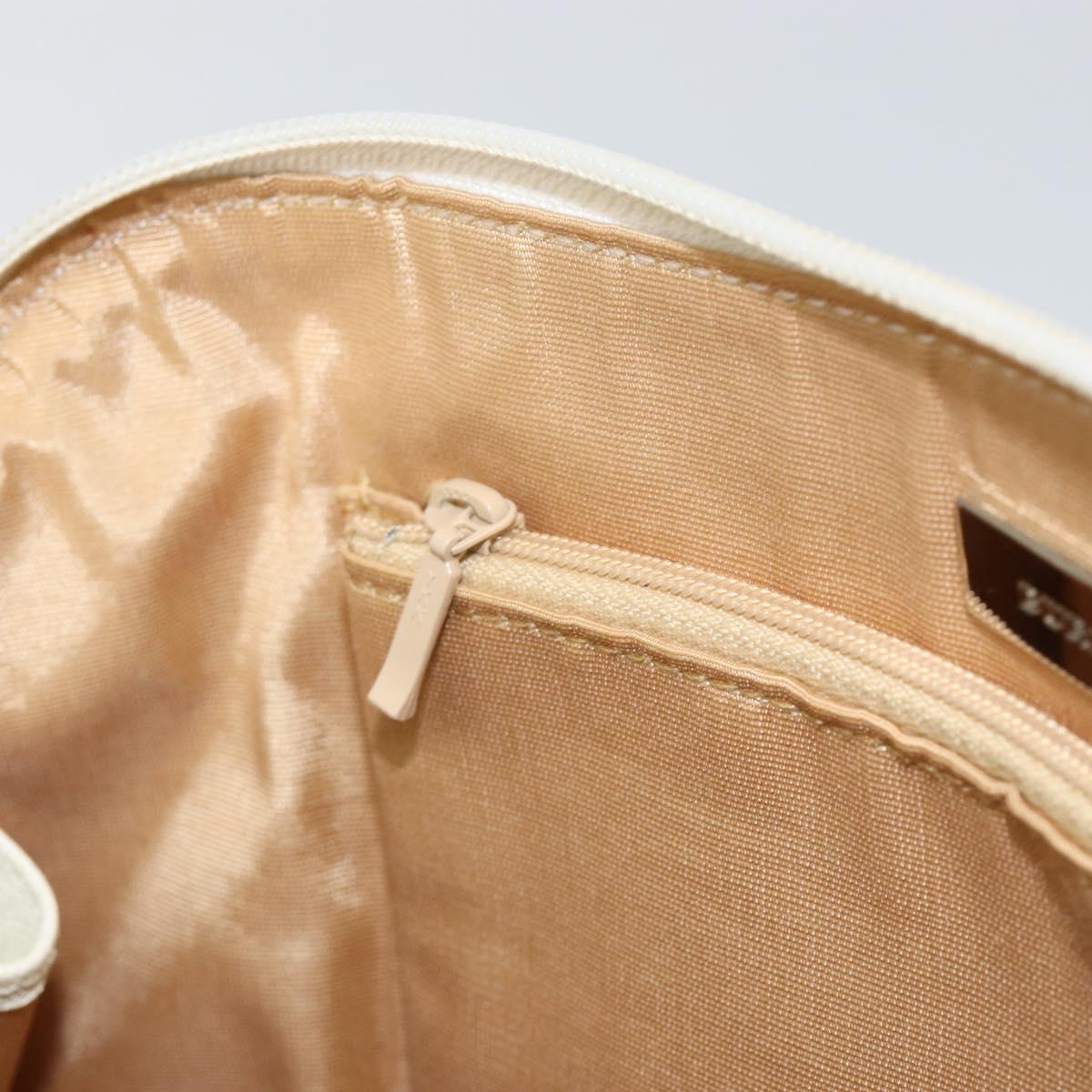 BURBERRY Nova Check Hand Bag Canvas Beige Silver Auth BA8236