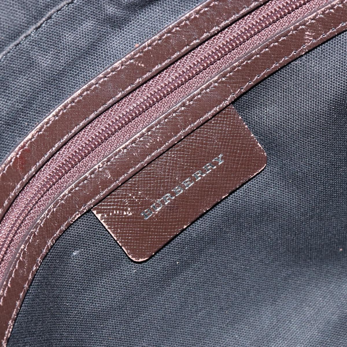 BURBERRY Nova Check Hand Bag Canvas Beige Silver Auth BA8237