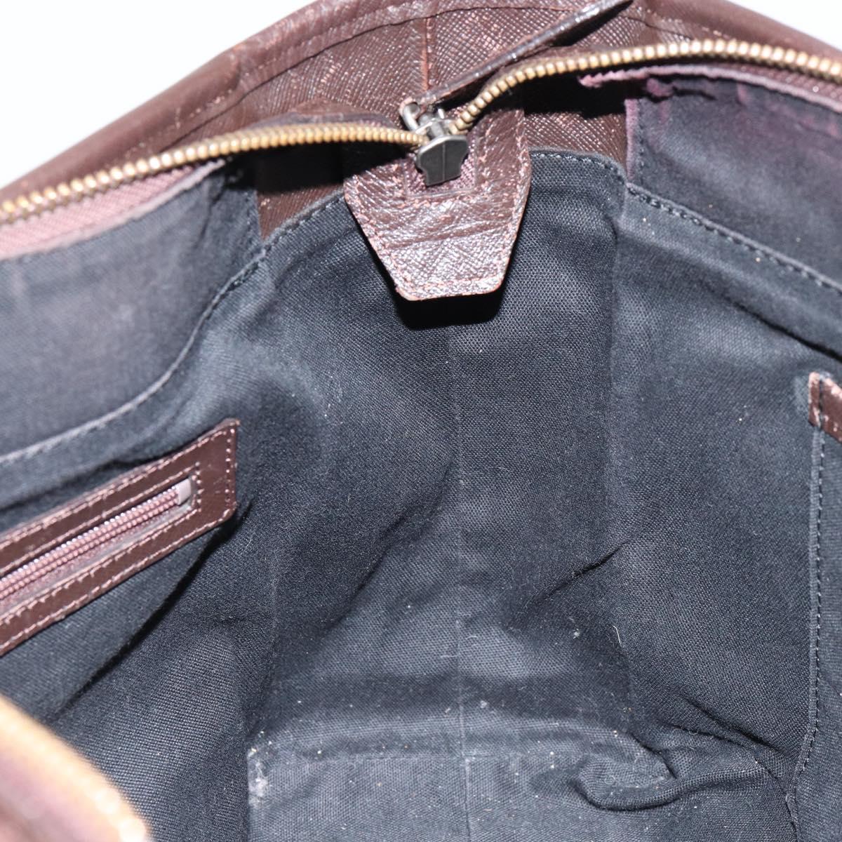 BURBERRY Nova Check Hand Bag Canvas Beige Silver Auth BA8237