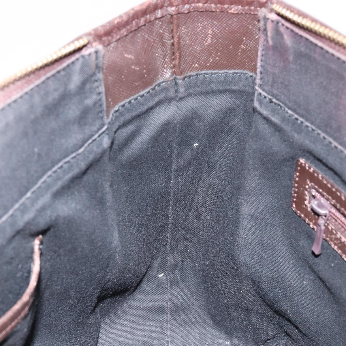 BURBERRY Nova Check Hand Bag Canvas Beige Silver Auth BA8237