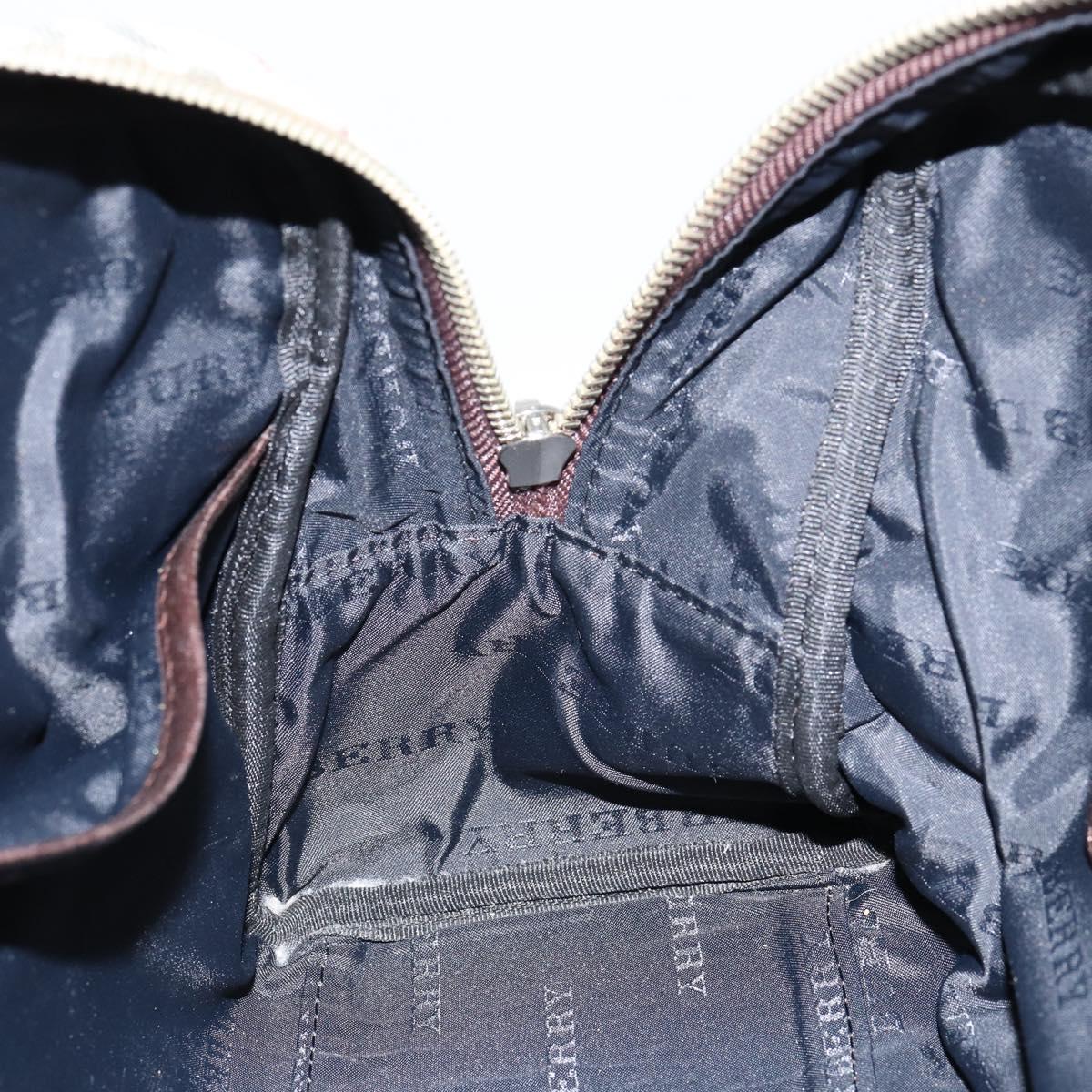 BURBERRY Nova Check Tote Bag Nylon Beige Silver Auth BA8238