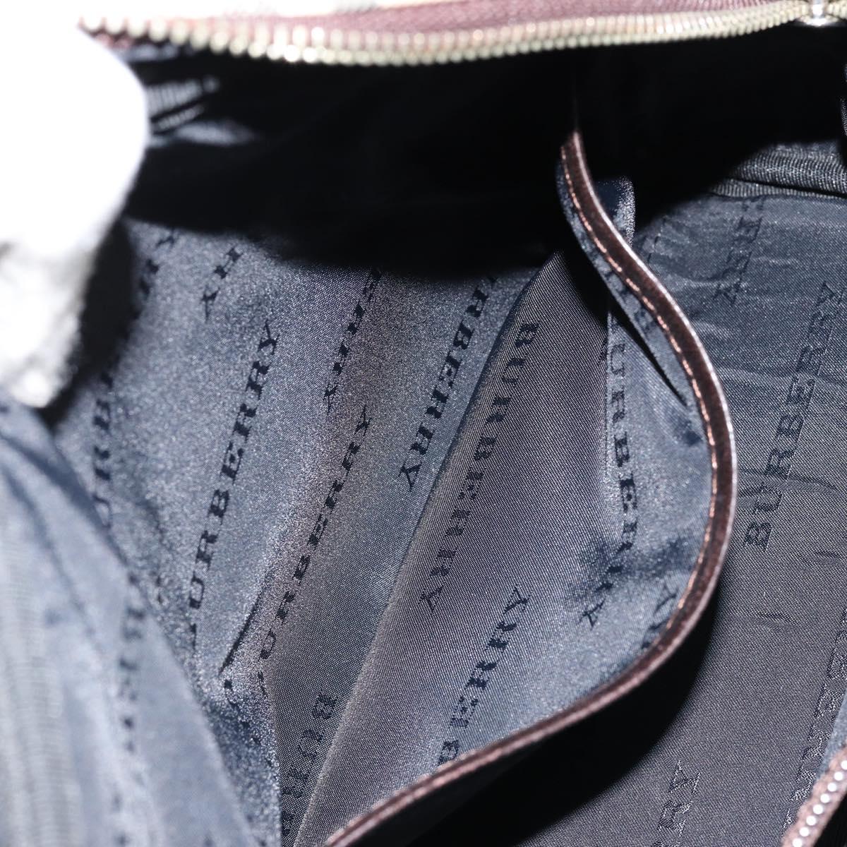 BURBERRY Nova Check Tote Bag Nylon Beige Silver Auth BA8238