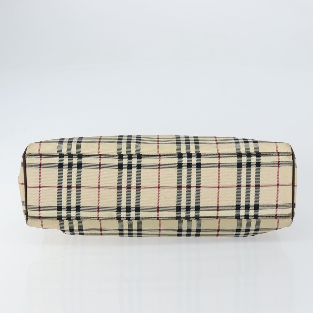 BURBERRY Nova Check Tote Bag Nylon Beige Silver Auth BA8238