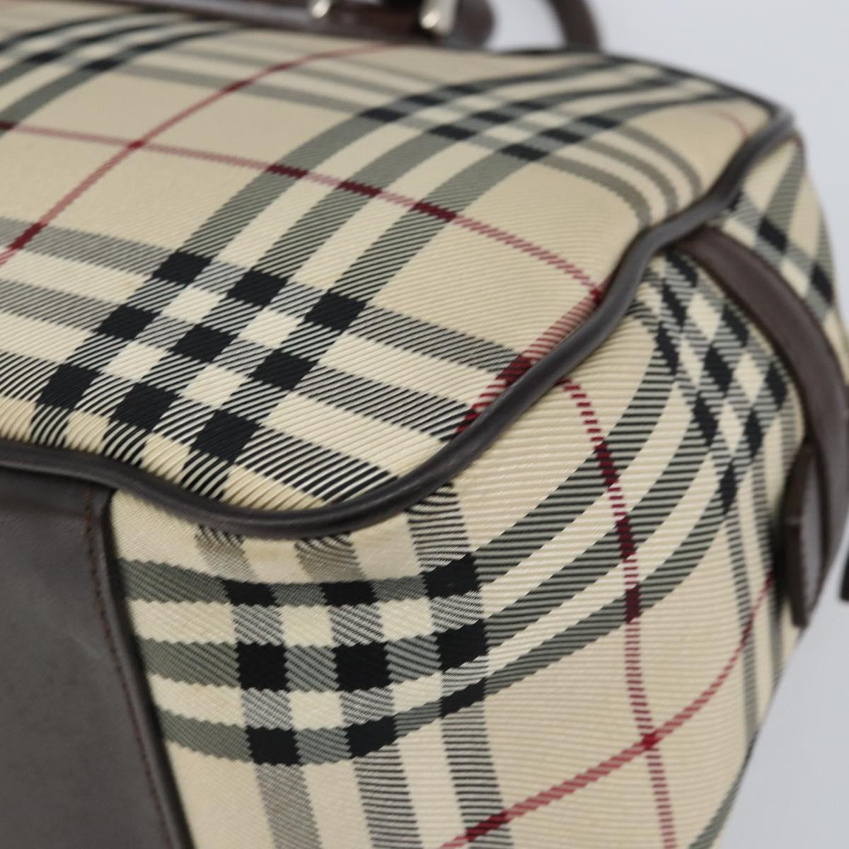 BURBERRY Nova Check Tote Bag Nylon Beige Silver Auth BA8239