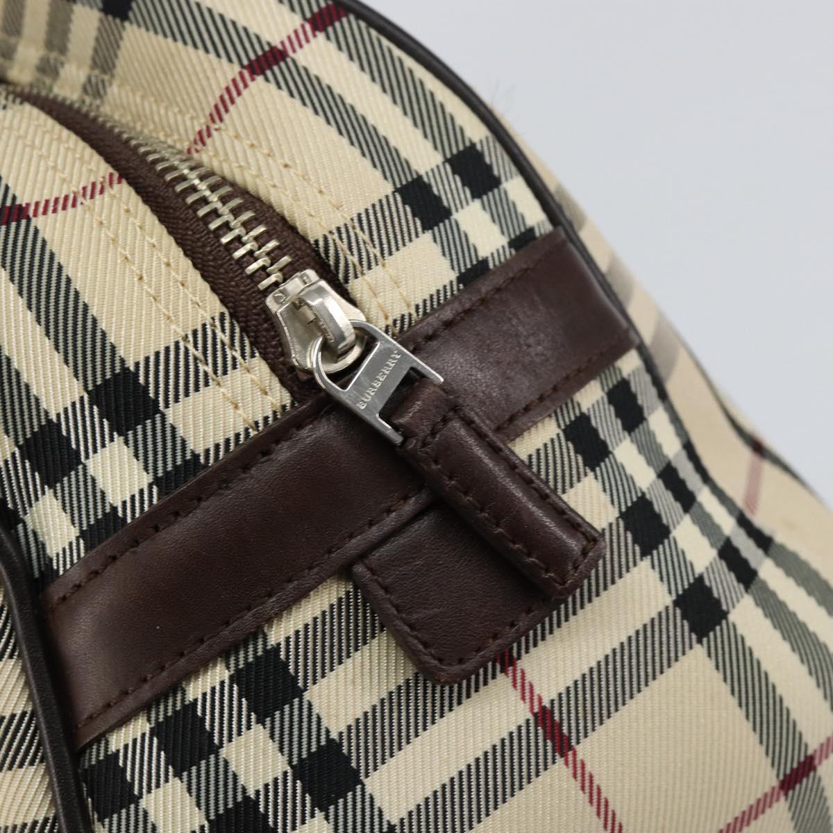 BURBERRY Nova Check Tote Bag Nylon Beige Silver Auth BA8239