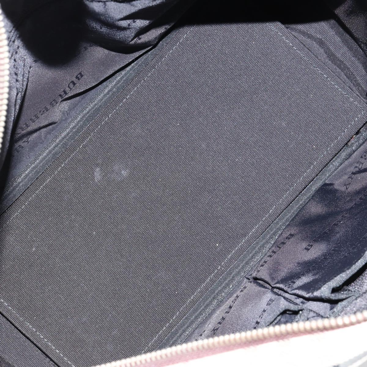 BURBERRY Nova Check Tote Bag Nylon Beige Silver Auth BA8239