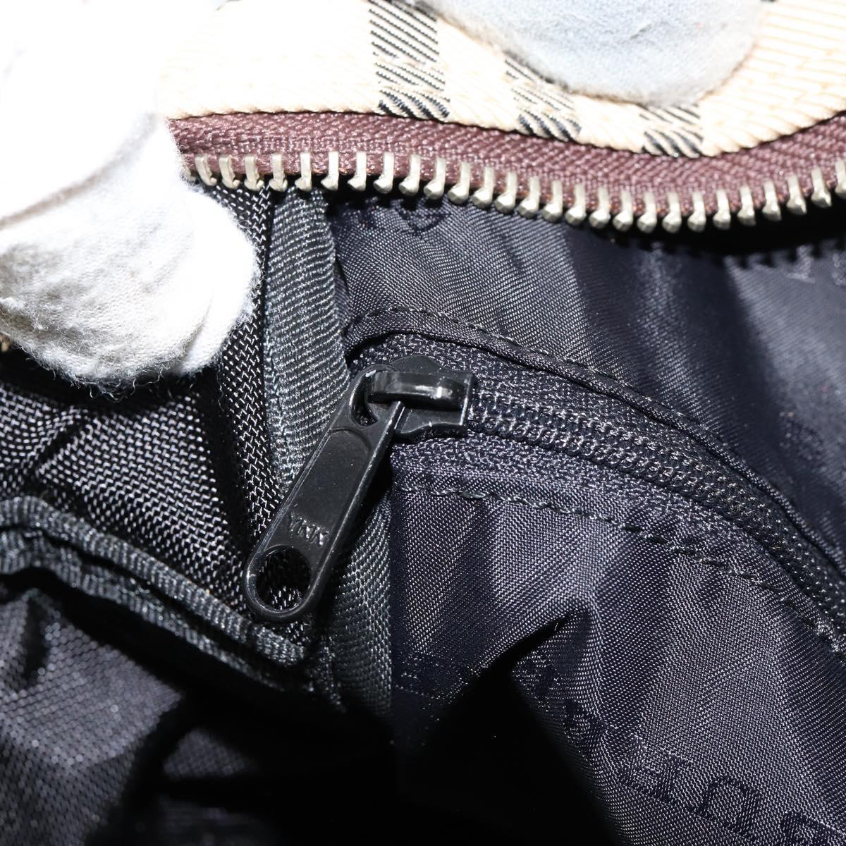 BURBERRY Nova Check Tote Bag Nylon Beige Silver Auth BA8239