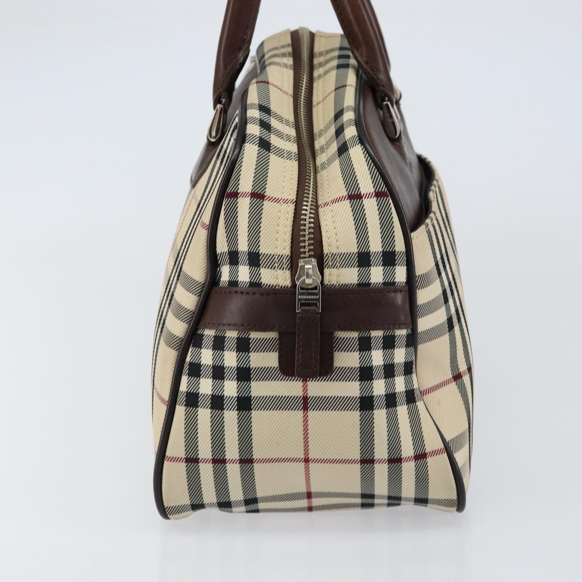 BURBERRY Nova Check Tote Bag Nylon Beige Silver Auth BA8239