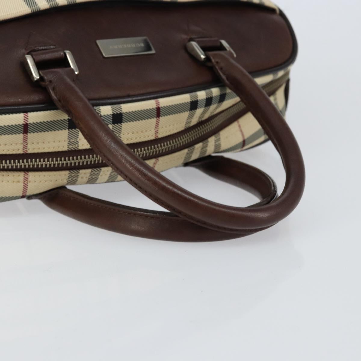 BURBERRY Nova Check Tote Bag Nylon Beige Silver Auth BA8239