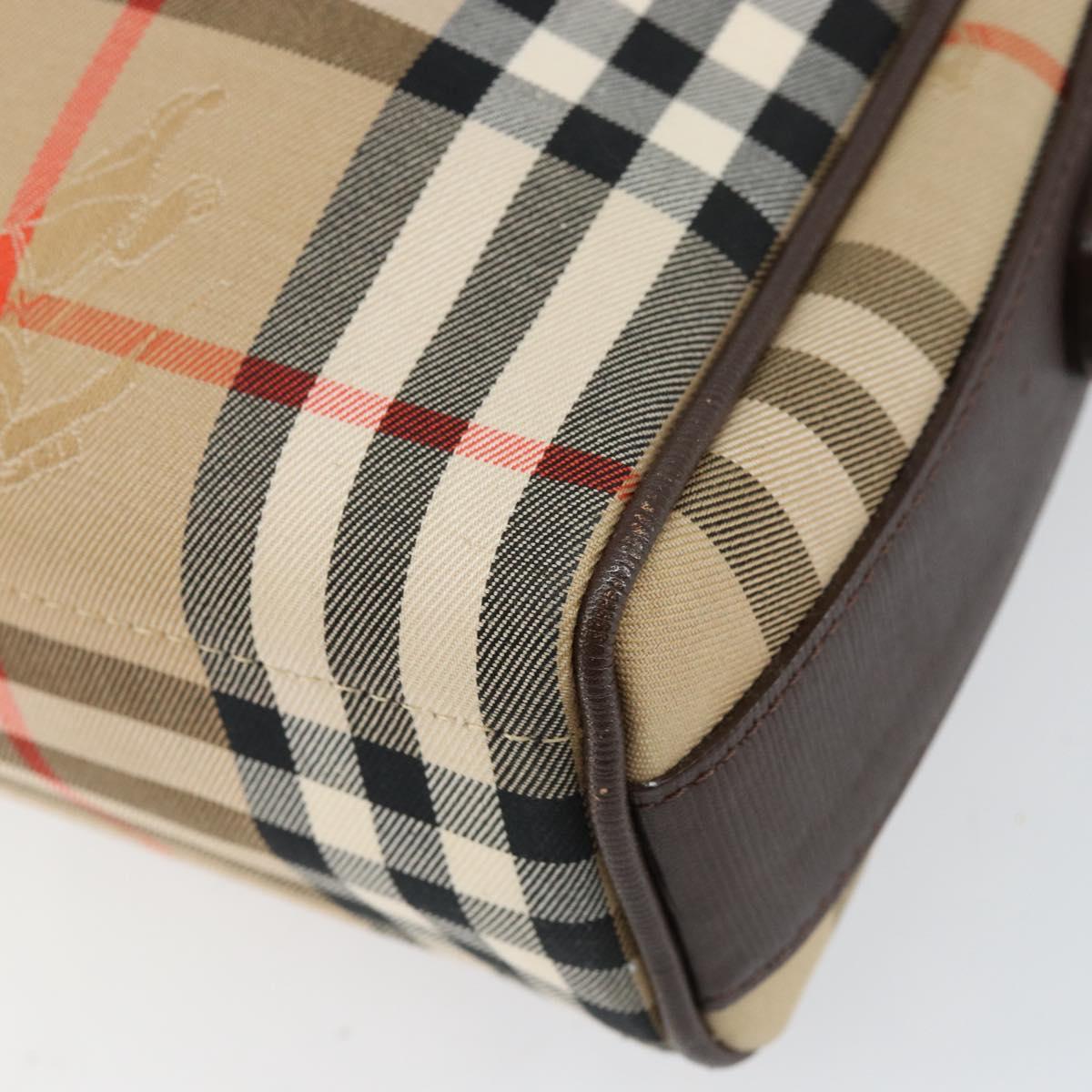 Burberrys Nova Check Shoulder Bag Canvas Beige Gold Auth BA8240