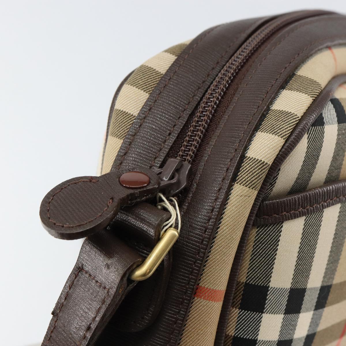 Burberrys Nova Check Shoulder Bag Canvas Beige Gold Auth BA8240