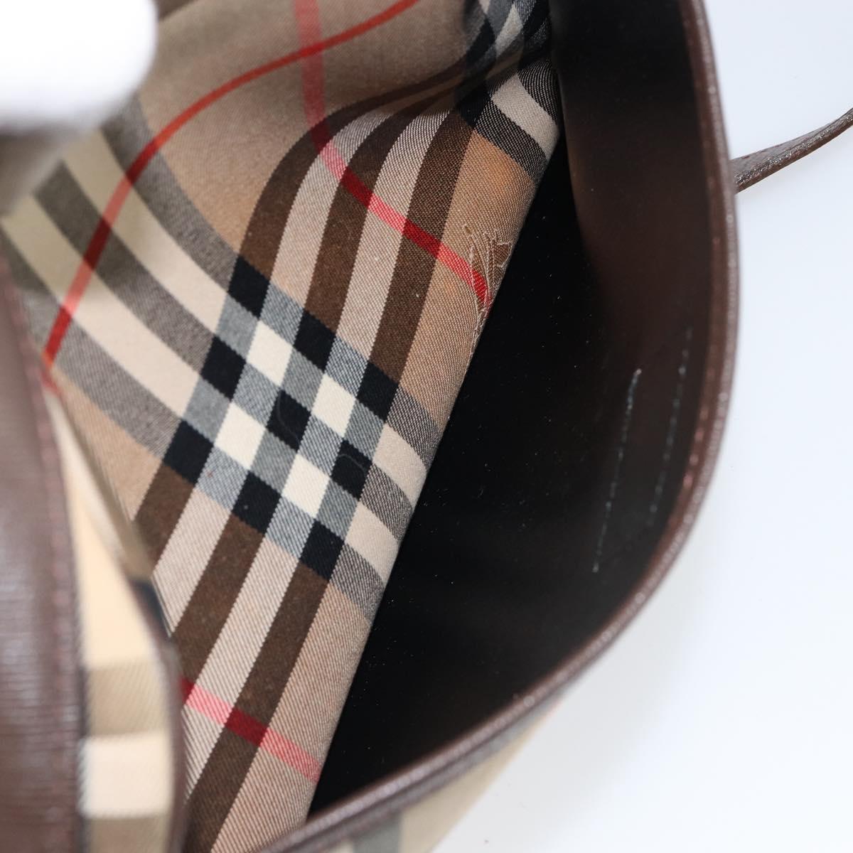 Burberrys Nova Check Shoulder Bag Canvas Beige Gold Auth BA8240