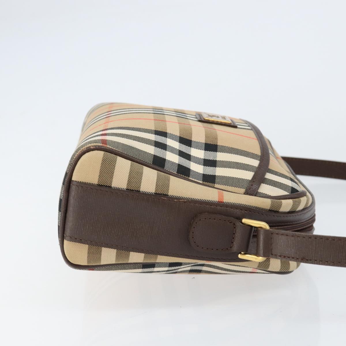 Burberrys Nova Check Shoulder Bag Canvas Beige Gold Auth BA8240