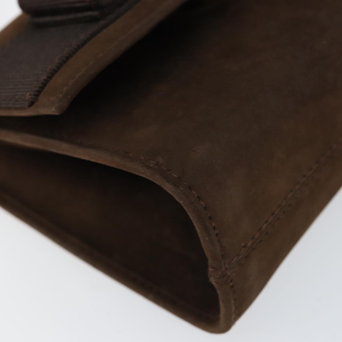 Salvatore Ferragamo Vala Chain Shoulder Bag Suede Brown Gold Auth BA8244