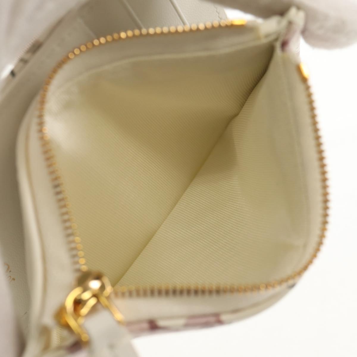 Christian Dior Caro Dahlia Bifold Wallet Leather White Gold Auth BA8247M