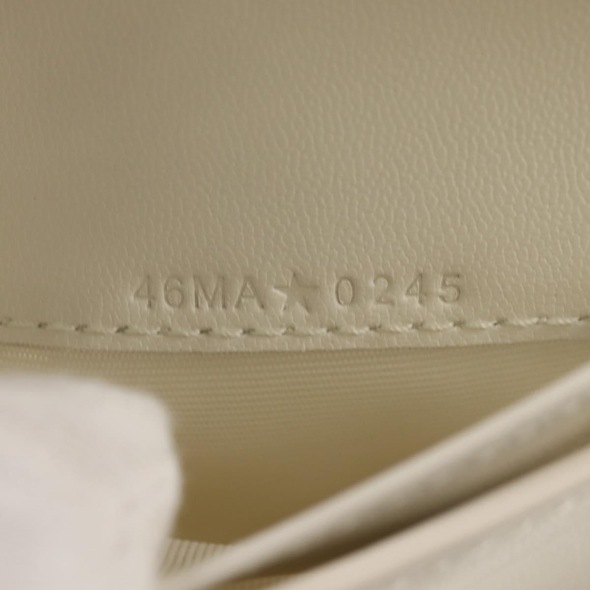 Christian Dior Caro Dahlia Bifold Wallet Leather White Gold Auth BA8247M