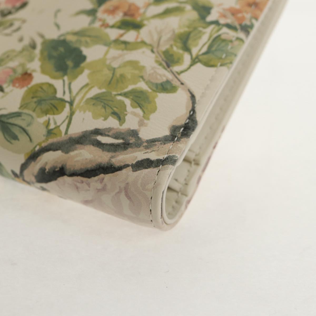 Christian Dior Caro Dahlia Bifold Wallet Leather White Gold Auth BA8247M