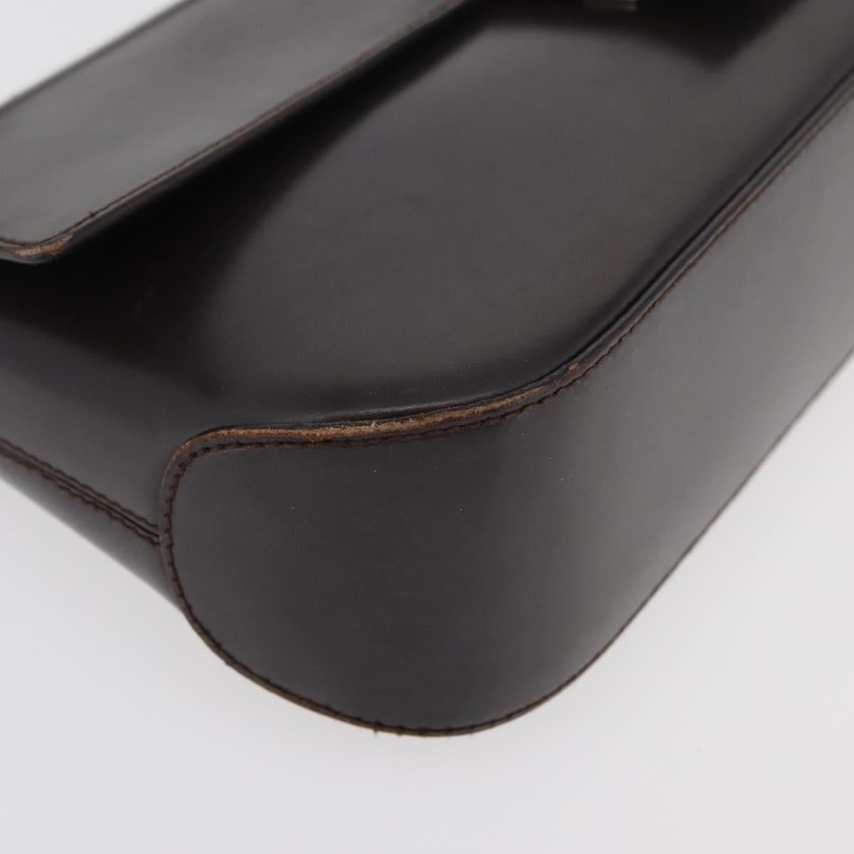 Salvatore Ferragamo Gancini Shoulder Bag Leather Dark Brown Auth BA825