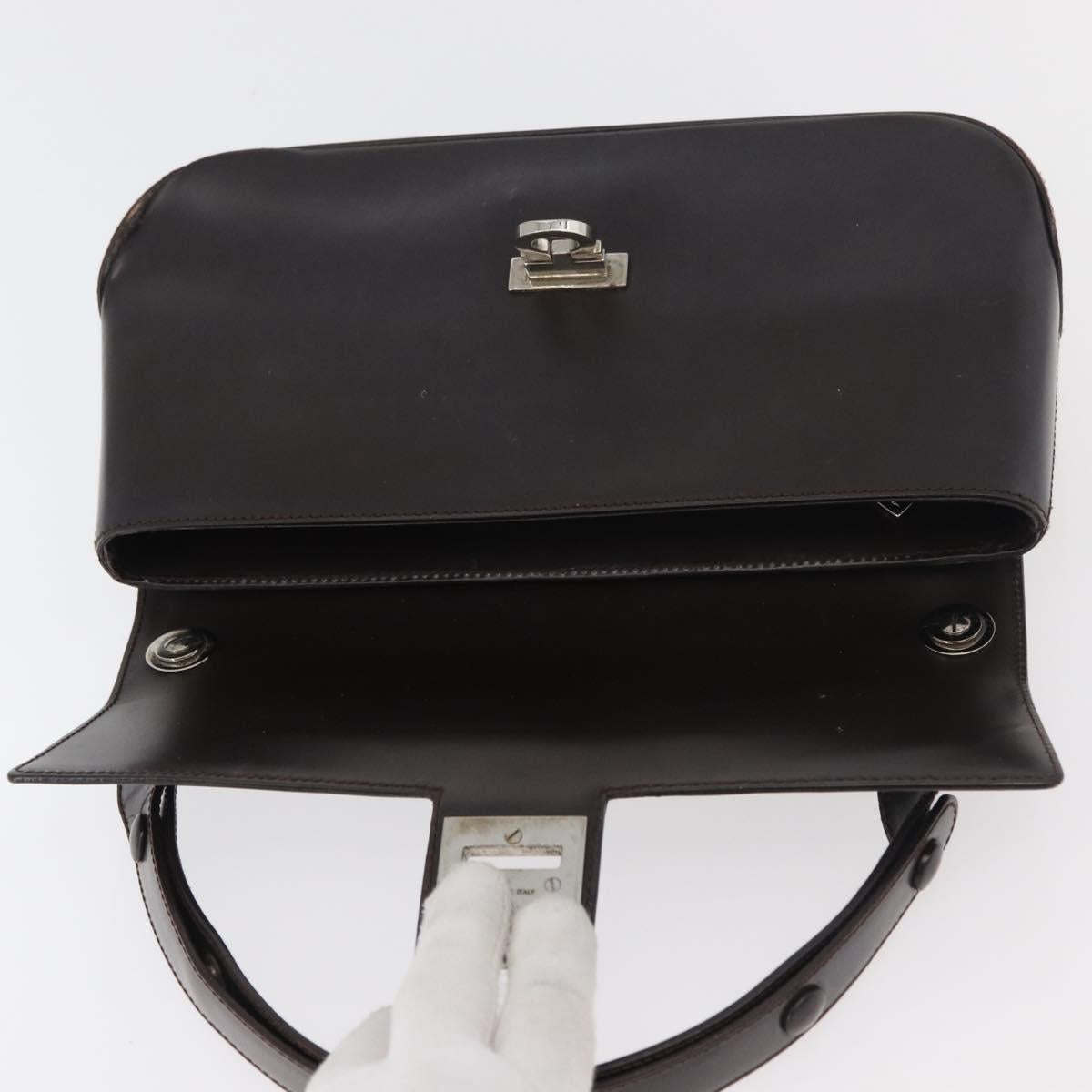 Salvatore Ferragamo Gancini Shoulder Bag Leather Dark Brown Auth BA825
