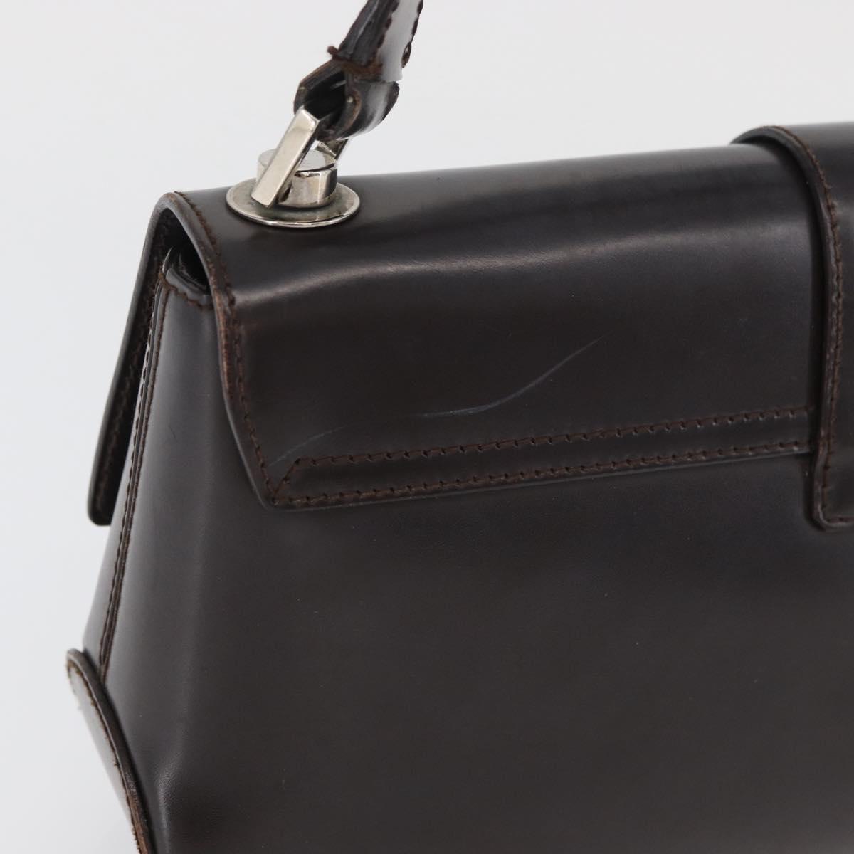 Salvatore Ferragamo Gancini Shoulder Bag Leather Dark Brown Auth BA825