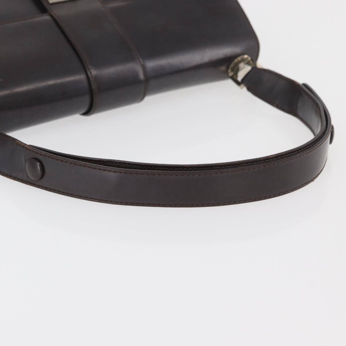 Salvatore Ferragamo Gancini Shoulder Bag Leather Dark Brown Auth BA825