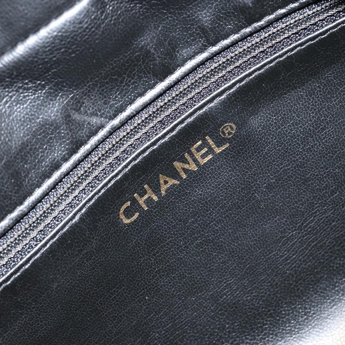 CHANEL Bicolore Clutch Bag Lamb Skin Black Gold CC Auth BA8250