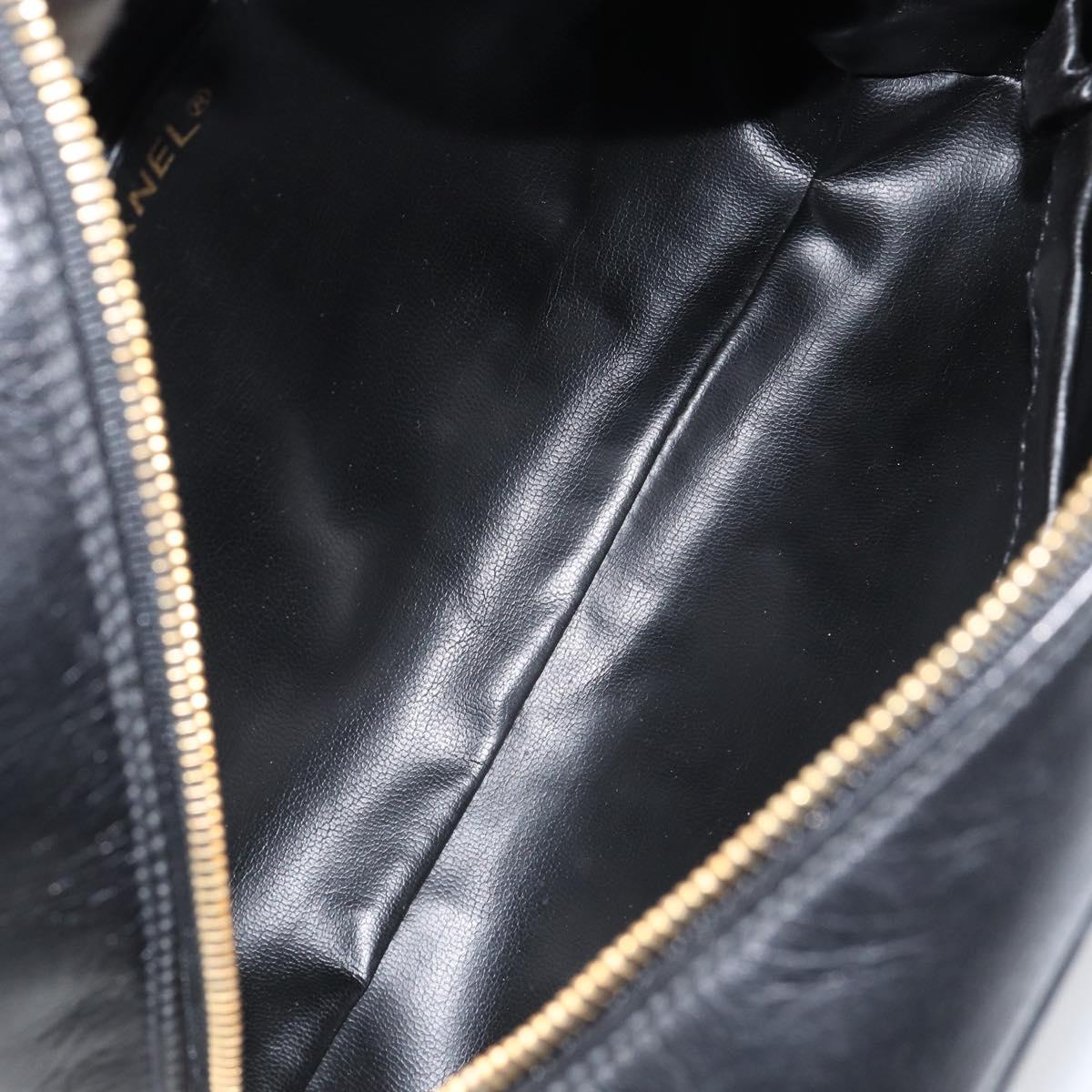 CHANEL Bicolore Clutch Bag Lamb Skin Black Gold CC Auth BA8250