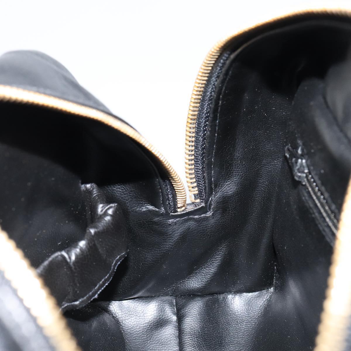 CHANEL Bicolore Clutch Bag Lamb Skin Black Gold CC Auth BA8250