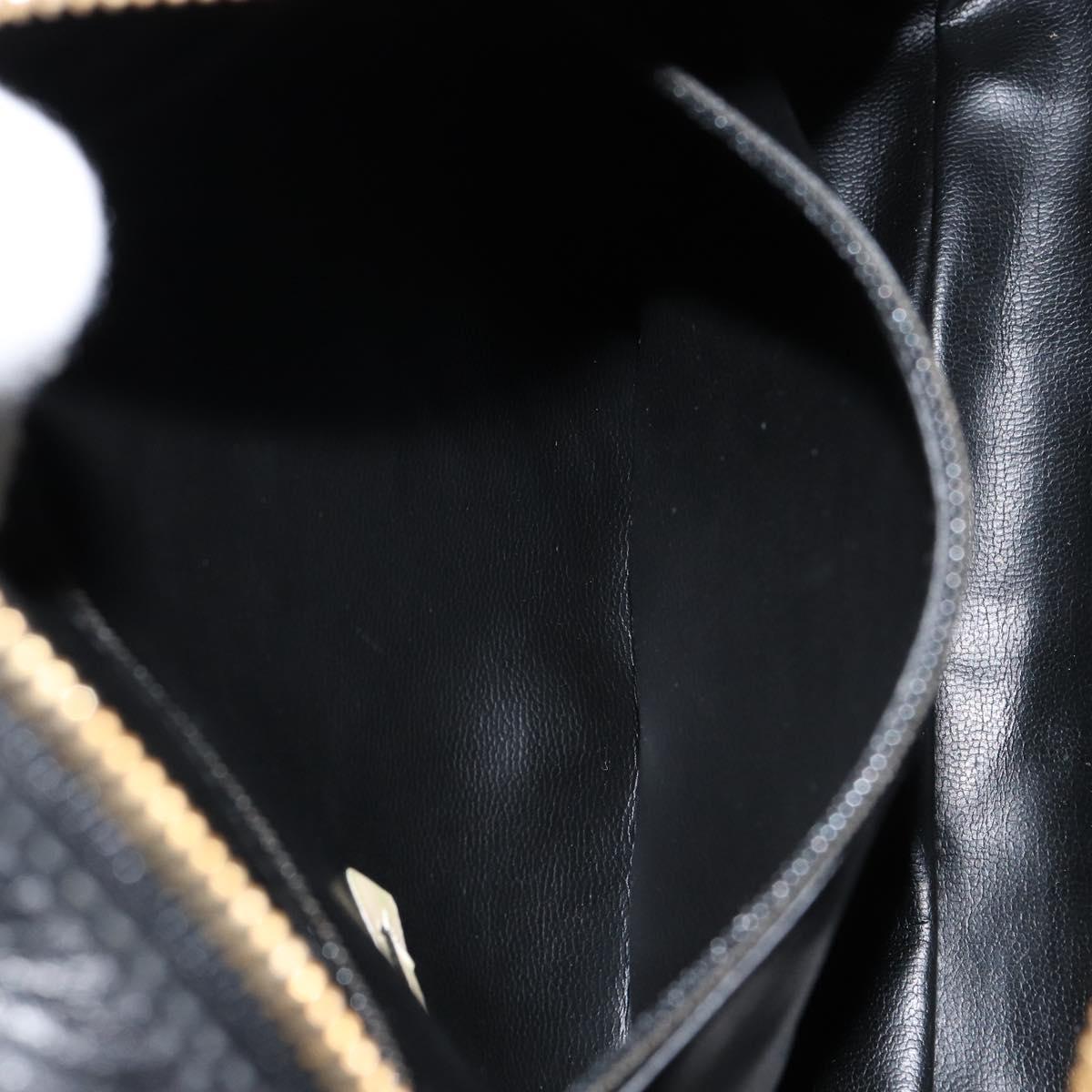 CHANEL Bicolore Clutch Bag Lamb Skin Black Gold CC Auth BA8250