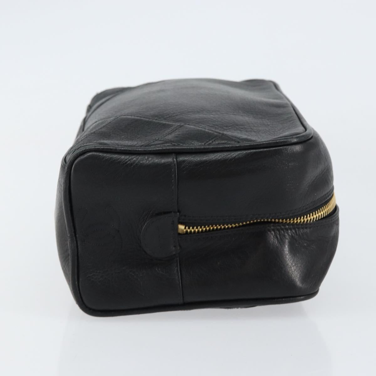 CHANEL Bicolore Clutch Bag Lamb Skin Black Gold CC Auth BA8250