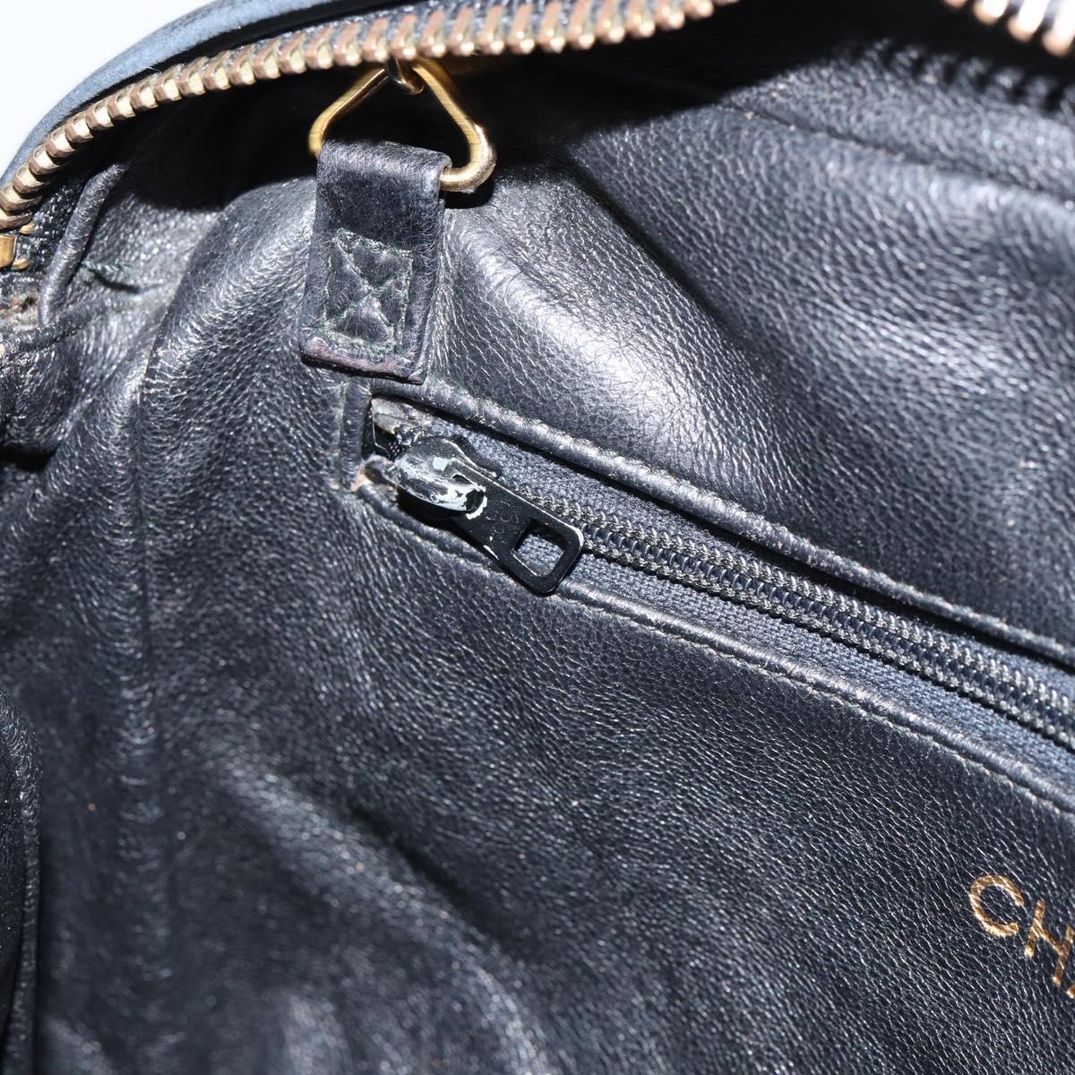 CHANEL Matelasse Chain Shoulder Bag Lamb Skin Black Gold CC Auth BA8252