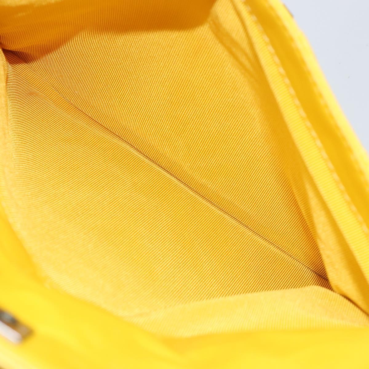 CHANEL Matelasse Hand Bag Lamb Skin Yellow CC Auth BA8254