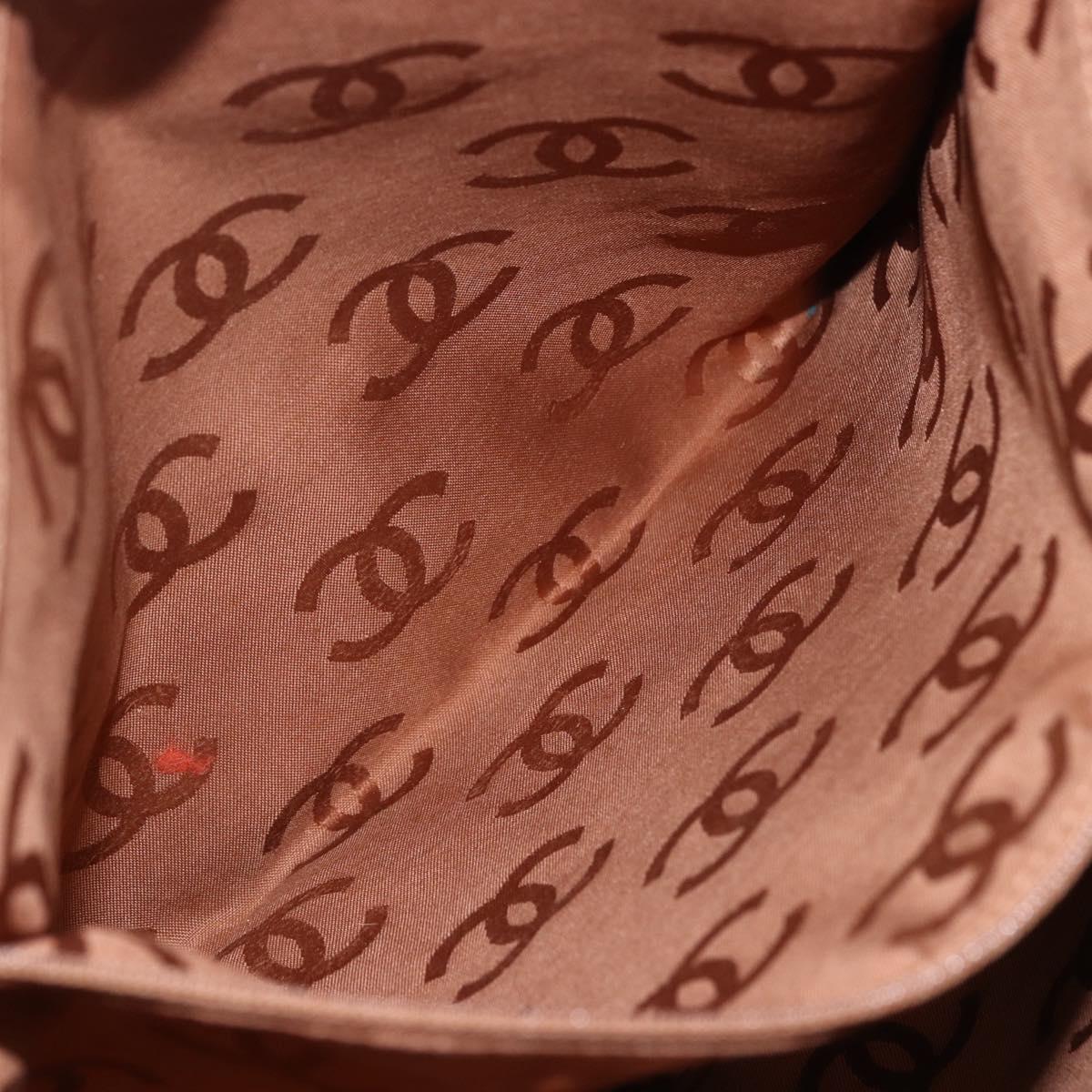 CHANEL Tote Bag Leather Brown Gold CC Auth BA8255